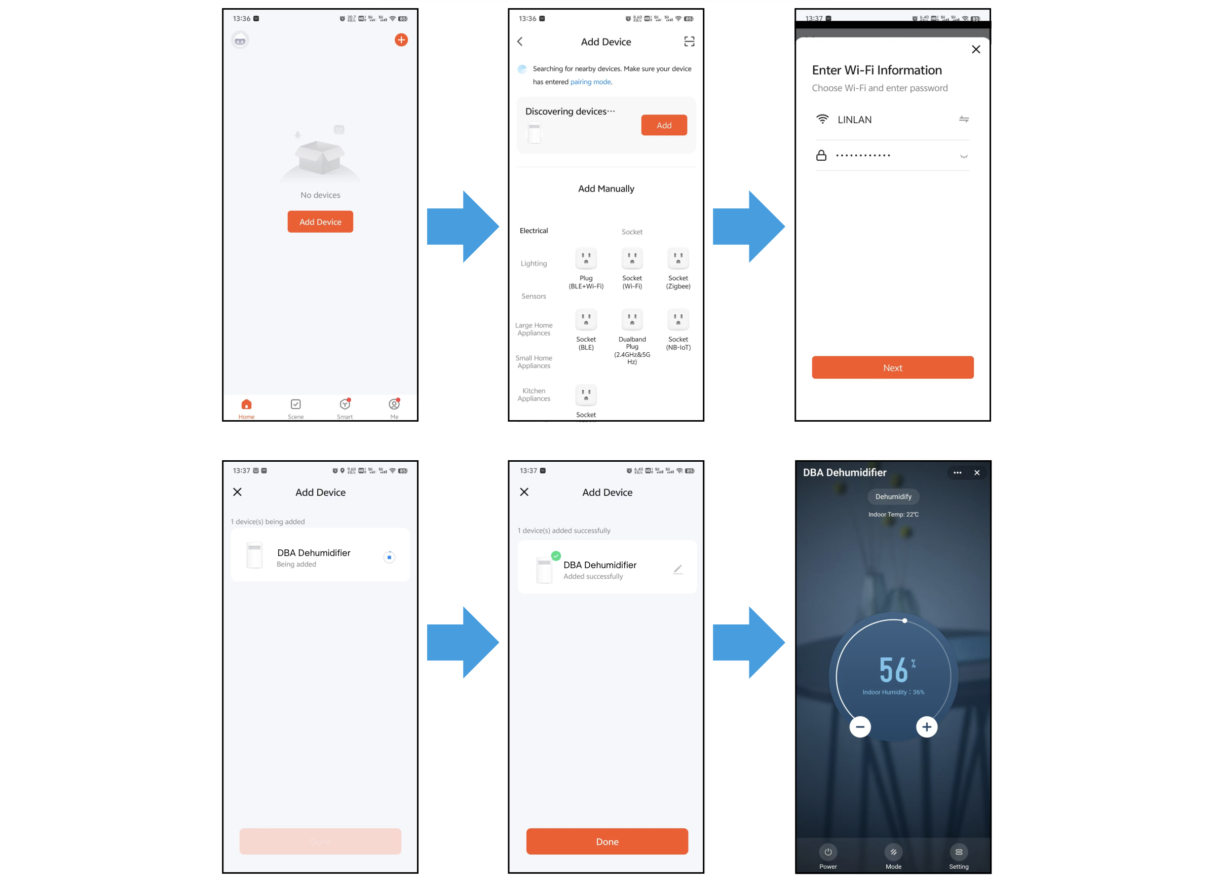 Tuya app pairing steps screenshot