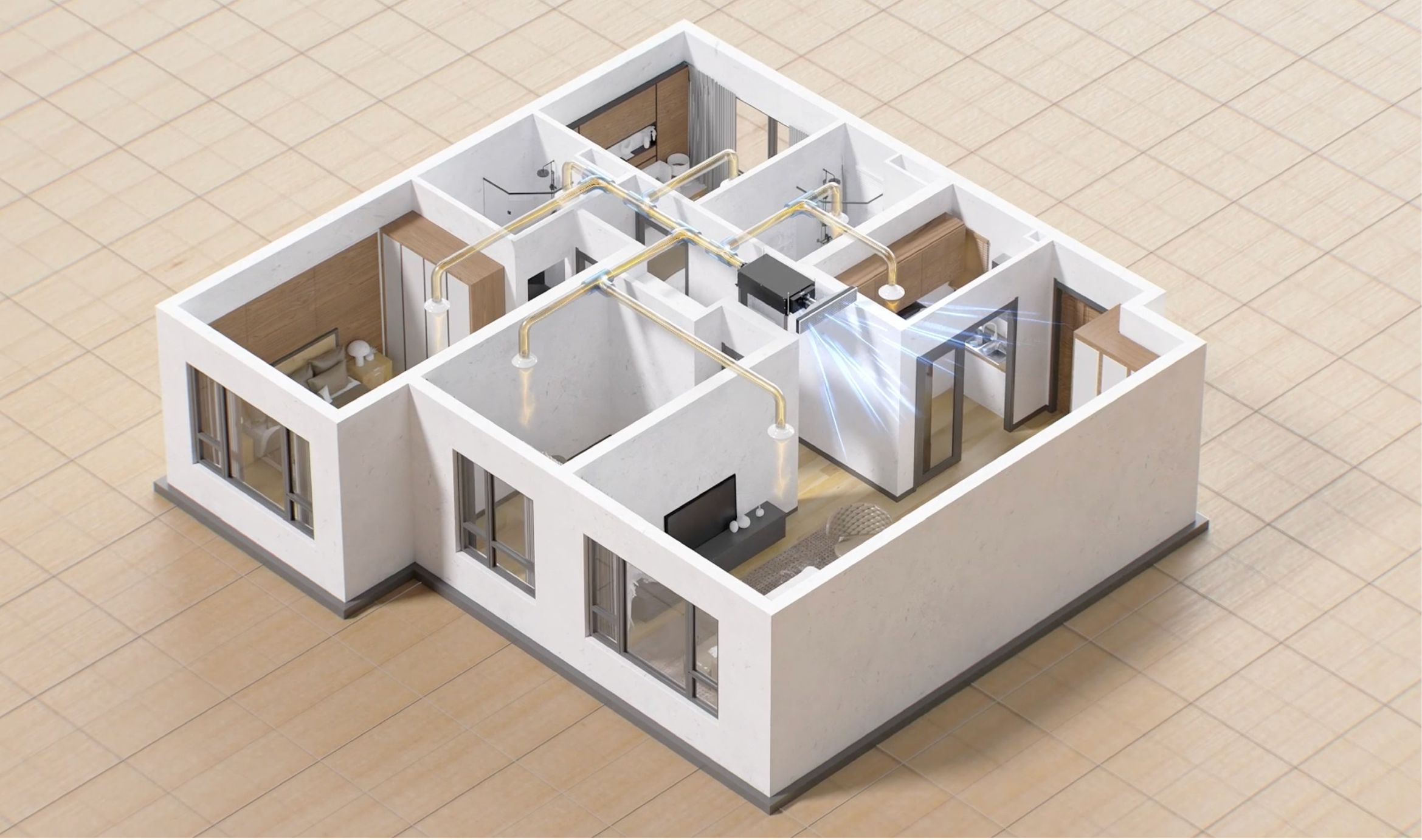 Whole-house dehumidification